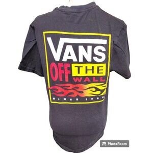 VANS Off The Wall T-Shirt Size Small Black 2 Sides